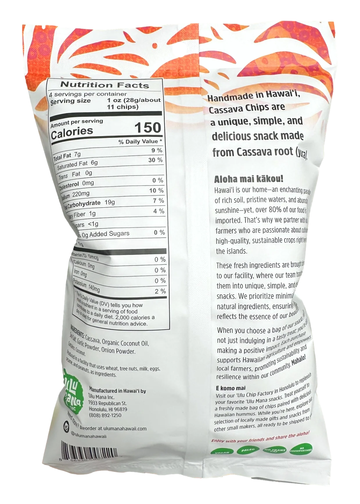 Garlic Sea Salt Cassava Chips 4oz bag