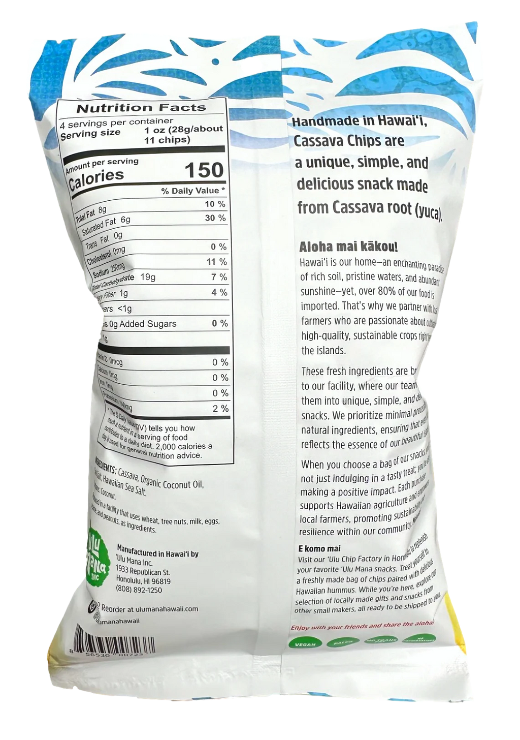 Hawaiian Sea Salt Cassava Chips 4oz bag