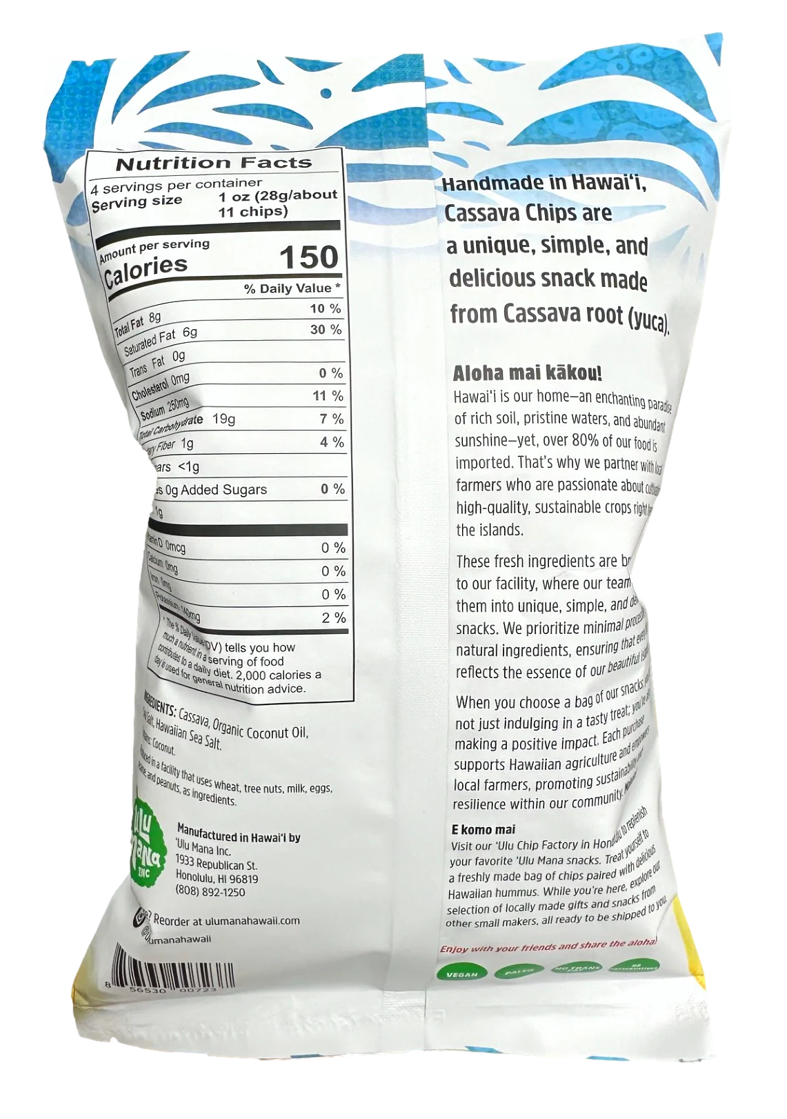 Hawaiian Sea Salt Cassava Chips 4oz bag