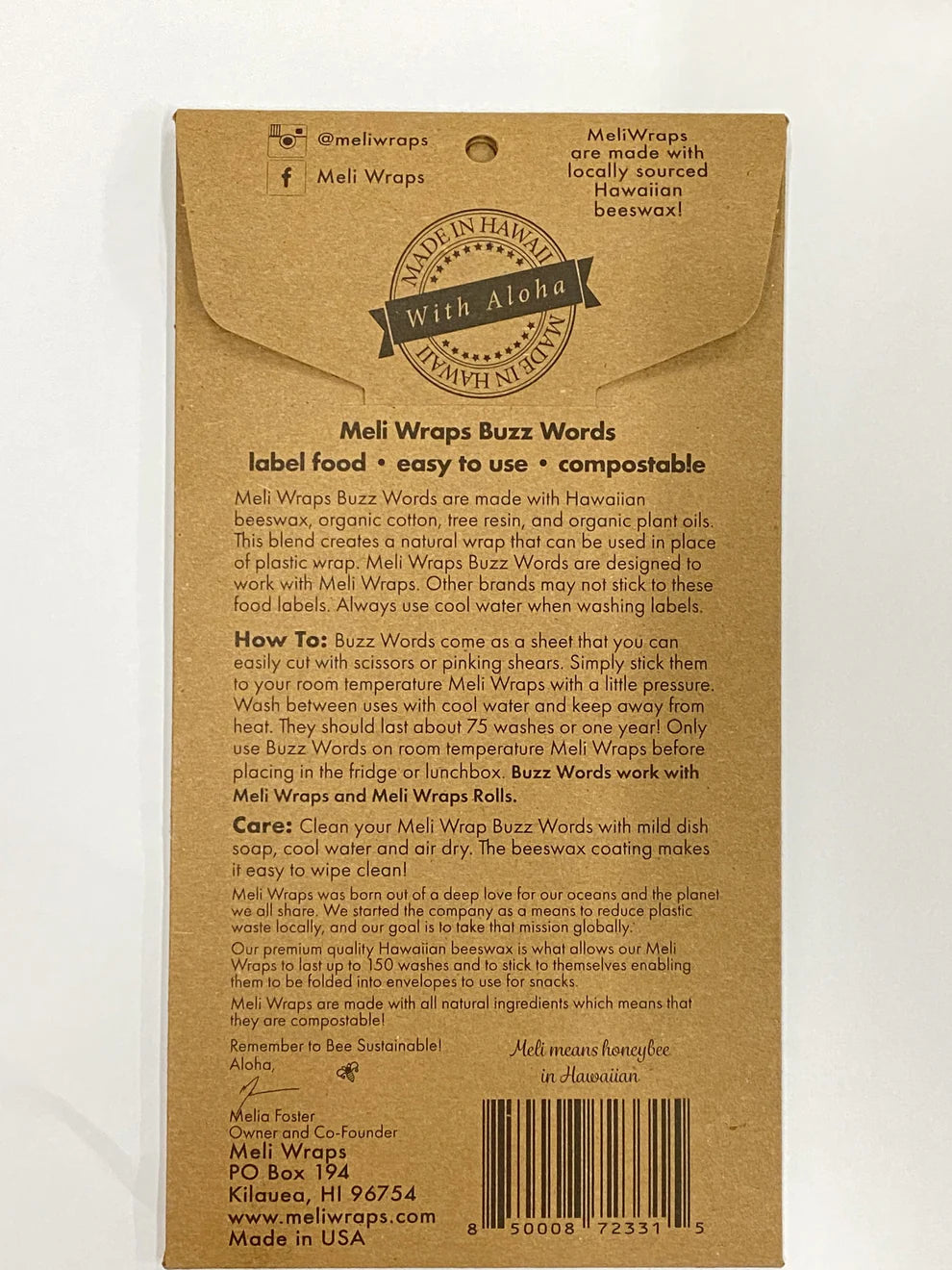 Buzz Words Reusable Beeswax Wrap Food Labels
